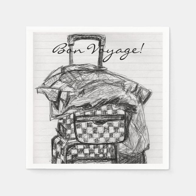 Bon Voyage Luggage Paper Napkin (Front)