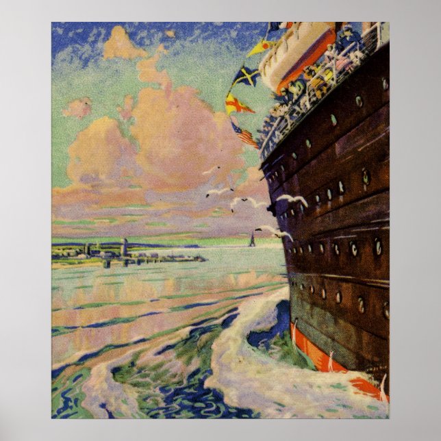 Bon Voyage Ocean Liner seascape Poster (Front)