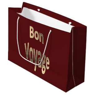 Bon Voyage on Dark Red Large Gift Bag