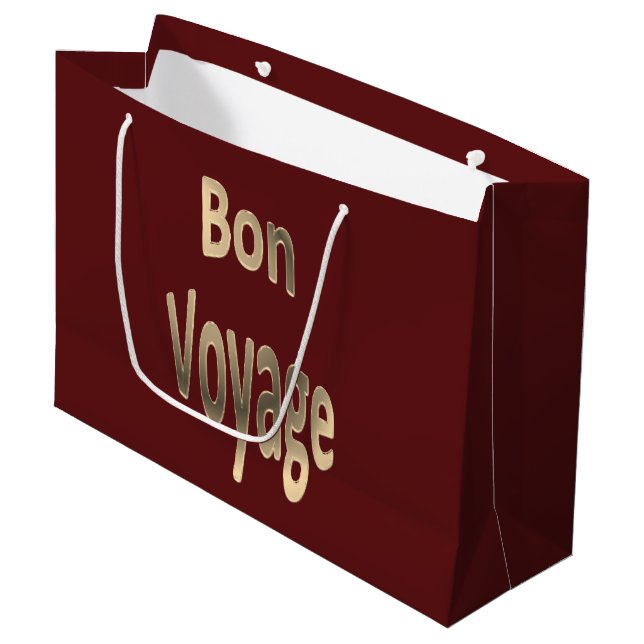 Bon Voyage on Dark Red Large Gift Bag (Front Angled)