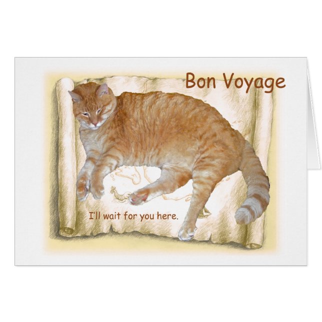 Bon Voyage Orange Cat on Map (Front Horizontal)