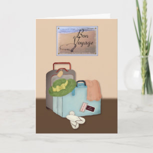 Bon Voyage, Packed Suitcases, Beach Theme Card