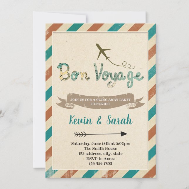Bon voyage party invitation (Front)