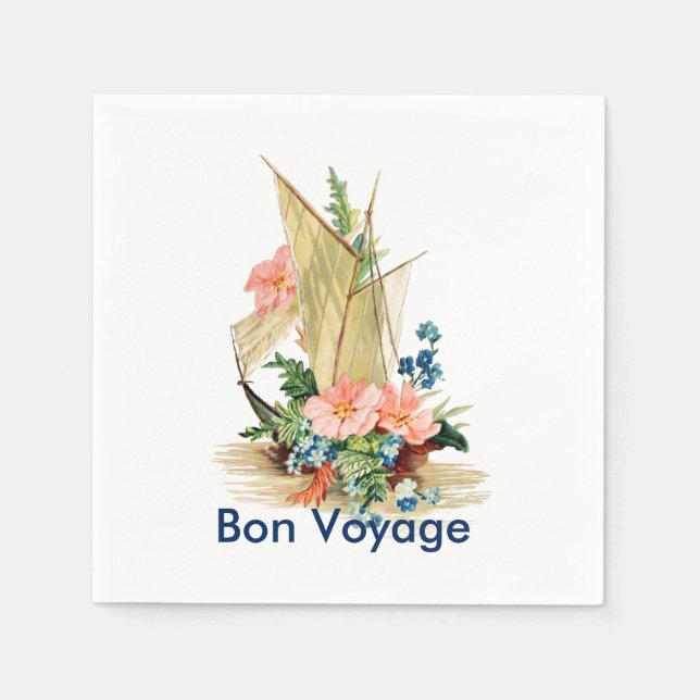 Bon Voyage Party, Oriental Junk Sailboat Napkin (Front)