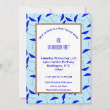 Bon voyage party with blue umbrella pattern