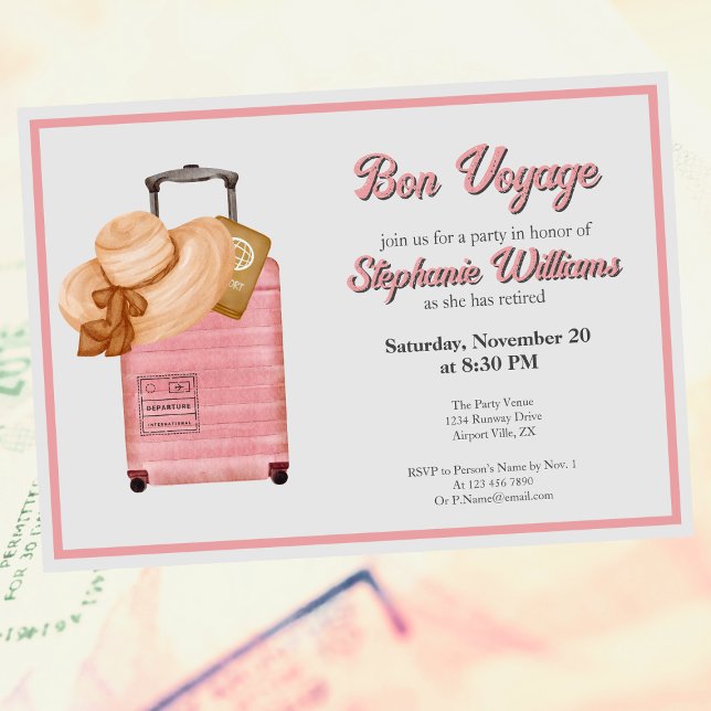 Bon Voyage Retirement Party Suitcase Adventure  Invitation (Creator Uploaded)