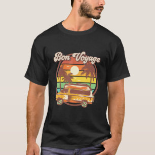 Bon Voyage Retro Vacation Van Beach Palm Trees T-Shirt