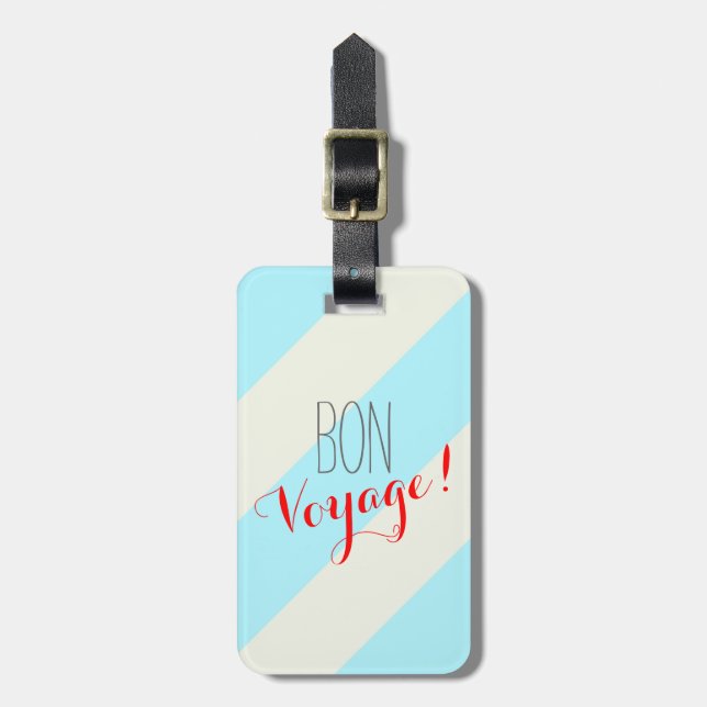 Bon Voyage Striped Luggage Tag (Front Vertical)