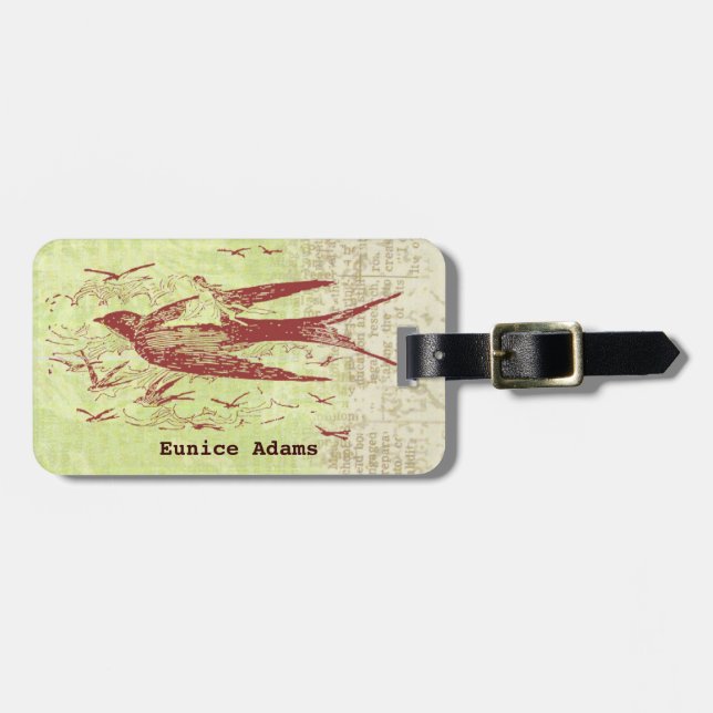 Bon Voyage Thumbelina Vintage Ephemera Collage Luggage Tag (Front Horizontal)