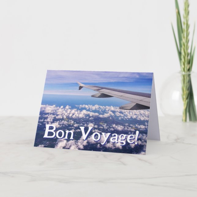 Bon Voyage Travel Over the Clouds Card (Front)