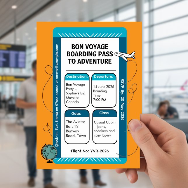 Bon Voyage travel party boarding pass Invitation (Creator Uploaded)