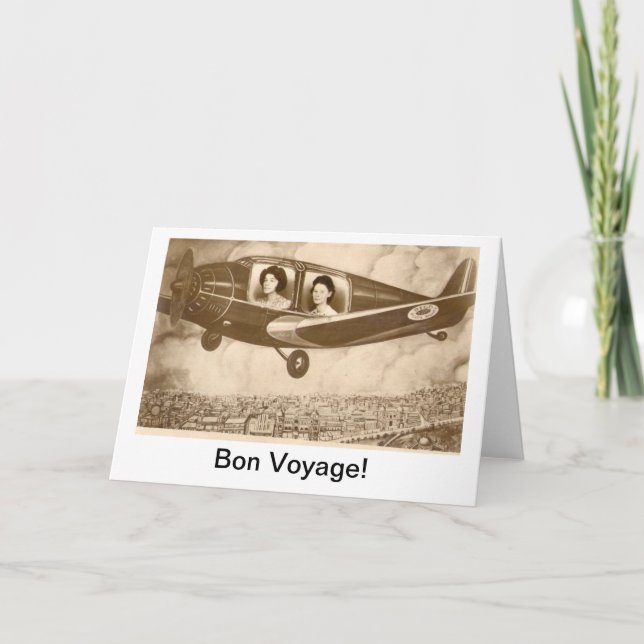 Bon Voyage vintage image greetings card. Card (Front)