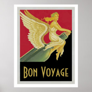 Bon Voyage Vintage Posters, add text personalise Poster