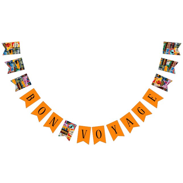 Bon Voyage Vintage Travel Labels Bunting Flags (All)