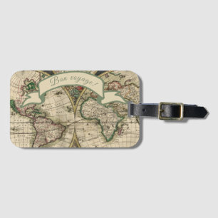 Bon voyage! Vintage World Map Luggage Tag