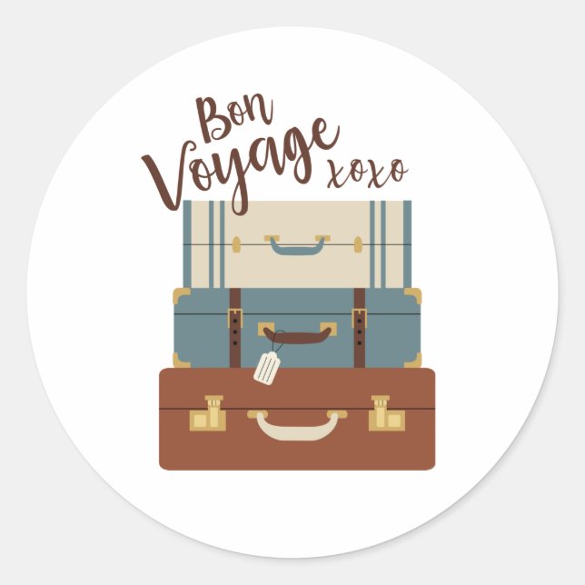 Bon Voyage XOXO Classic Round Sticker (Front)