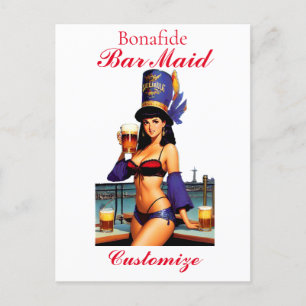 Bonafide Bar Maid Thunder_Cove  Invitation Postcard