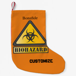 Bonafide Biohazard Sign Thunder_Cove Small Christmas Stocking