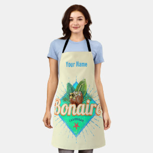 Bonaire Caribbean retro vacation vintage island Apron