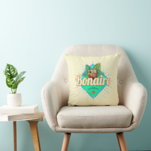 Bonaire Caribbean retro vacation vintage island Cushion
