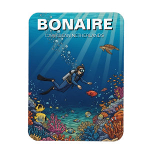 Bonaire Caribean Netherlands Scuba Diver Diving Magnet