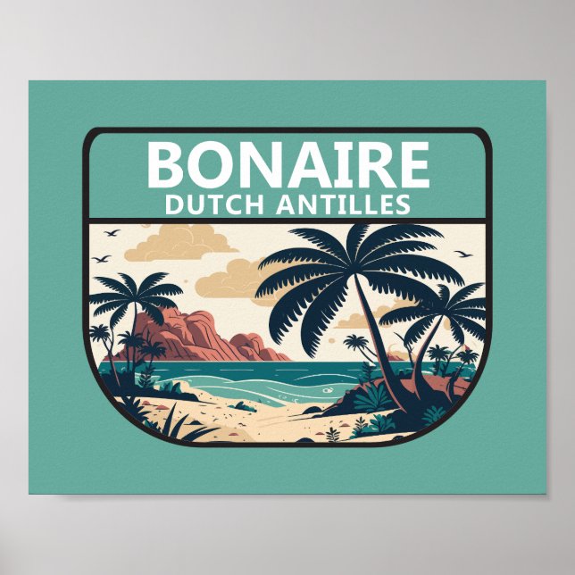 Bonaire Dutch Antilles Retro Emblem Poster (Front)