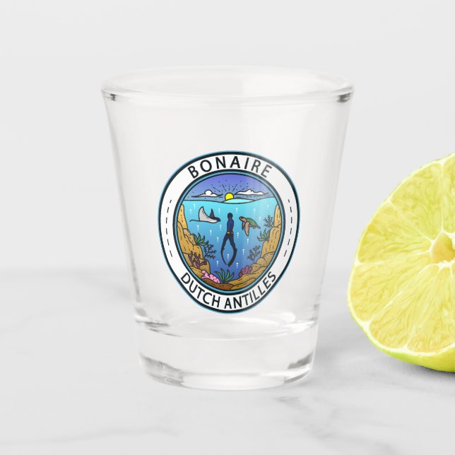 Bonaire Dutch Antilles Scuba Badge Shot Glass (Front)