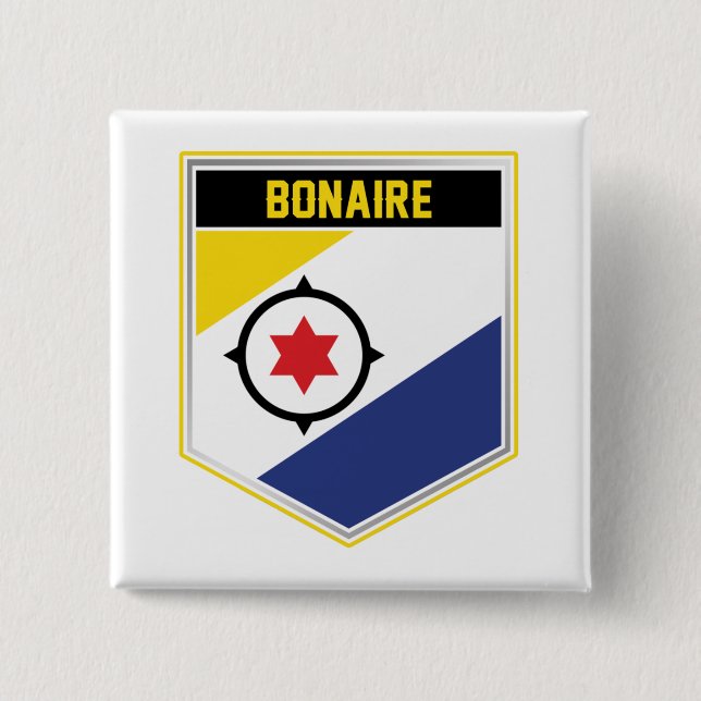 Bonaire Flag Shield 15 Cm Square Badge (Front)
