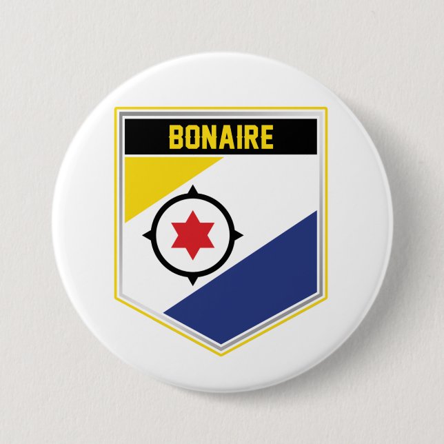 Bonaire Flag Shield 7.5 Cm Round Badge (Front)