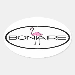 Bonaire Flamingo Oval Sticker