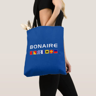 Bonaire Nautical Maritime Sailing Flags Dark Colou Tote Bag