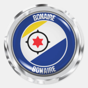 Bonaire Round Emblem Classic Round Sticker