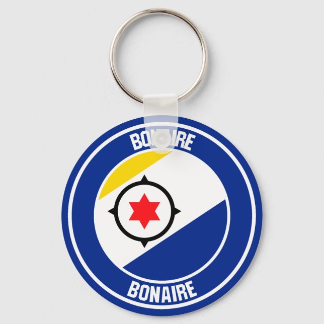 Bonaire Round Emblem Key Ring (Front)