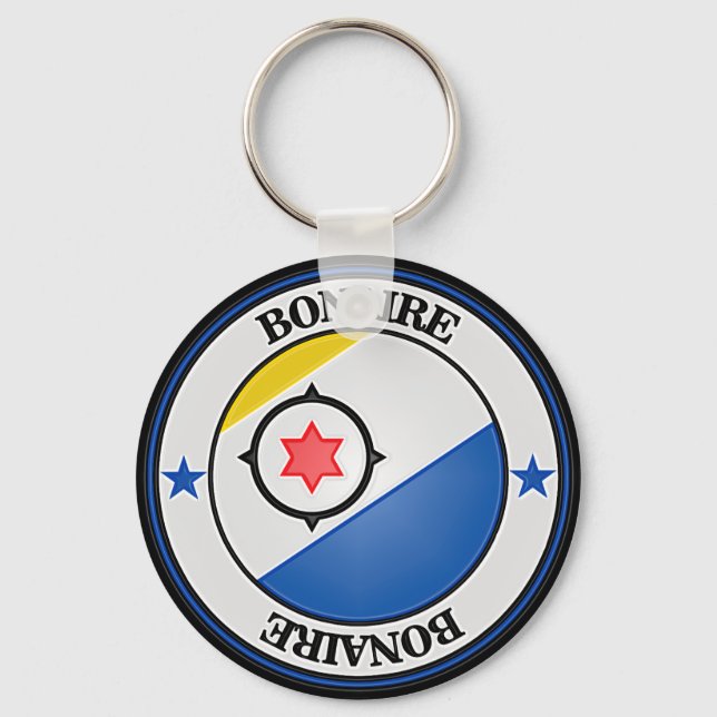 Bonaire Round Emblem Key Ring (Front)