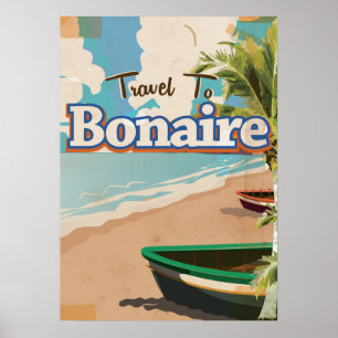 Bonaire vintage travel poster art.
