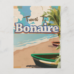 Bonaire vintage travel poster art. postcard