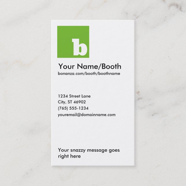 Bonanza Vertical Grassy Business Card (Front)
