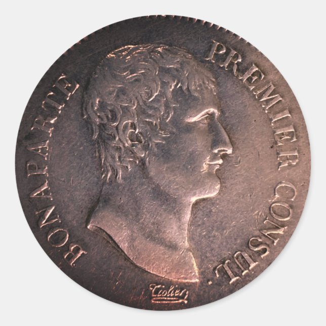 Bonaparte 1802 silver coin classic round sticker (Front)