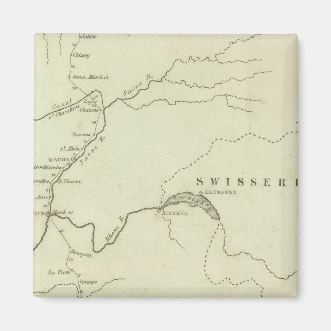 Bonaparte's Route from Elba to Paris Magnet (Front)