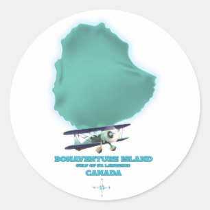 Bonaventure Island Canada map Classic Round Sticker