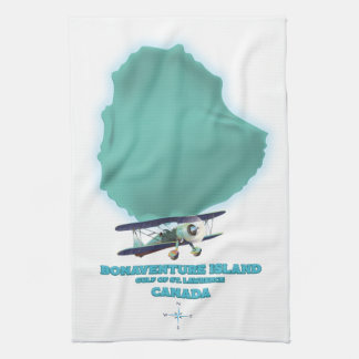 Bonaventure Island Canada map Tea Towel