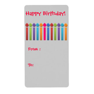 BonBon Party Happy Birthday Gift tag colourful