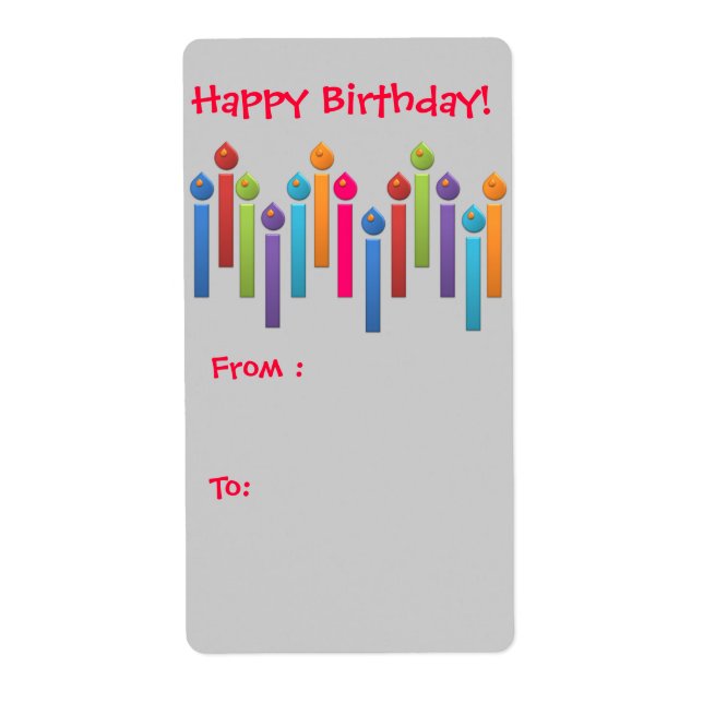 BonBon Party Happy Birthday Gift tag colourful (Front)