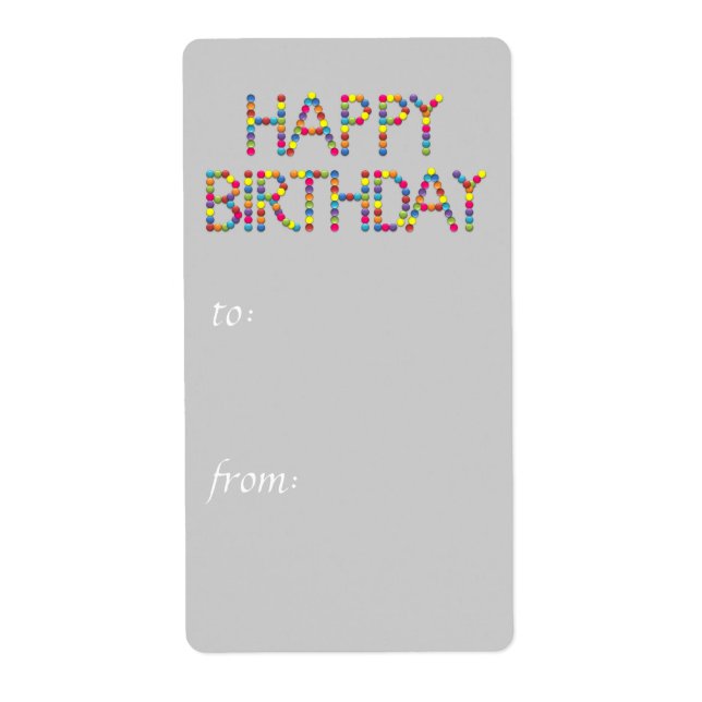 BonBon Party Rainbow Happy Birthday  Gift Tag (Front)
