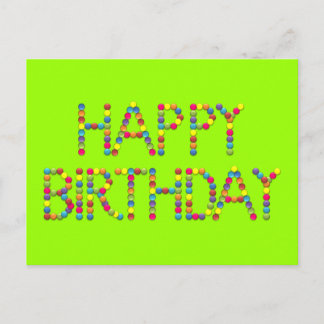BonBon Party Rainbow Happy Birthday Postcard