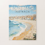 Bondi Beach Australia Travel Art Vintage Jigsaw Puzzle<br><div class="desc">Bondi Beach in a vector art style. The sweeping white-sand crescent of Bondi is one of Australia’s most iconic beaches.</div>