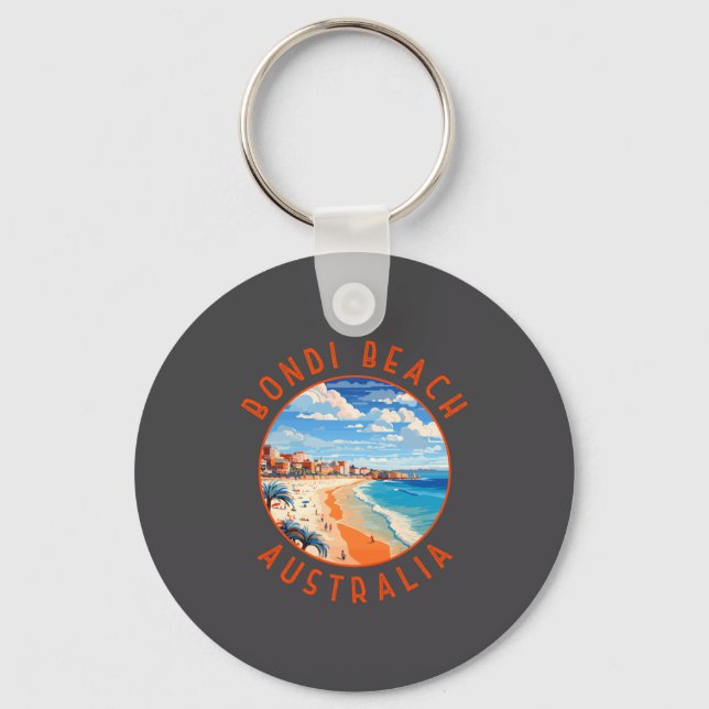Bondi Beach Australia Travel Art Vintage  Key Ring (Front)