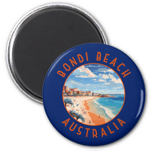 Bondi Beach Australia Travel Art Vintage Magnet