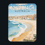 Bondi Beach Australia Travel Art Vintage Magnet<br><div class="desc">Bondi Beach in a vector art style. The sweeping white-sand crescent of Bondi is one of Australia’s most iconic beaches.</div>