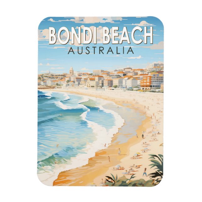 Bondi Beach Australia Travel Art Vintage Magnet (Vertical)